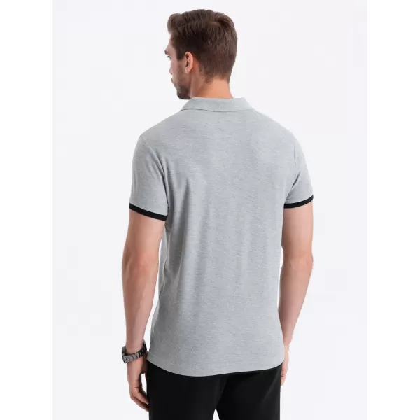  Mens t -phirt gallérral OMBRE OM-POSS-0113 SZÜRKE 