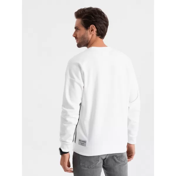  Férfi pulóver OMBRE OM-SSNZ-0130 FEHÉR ÉS SZÜRKE 