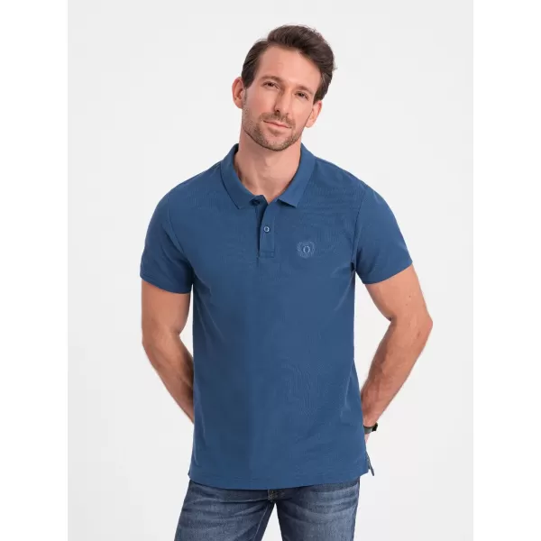  Mens t -phirt gallérral OMBRE S1374 SÖTÉTKÉK 