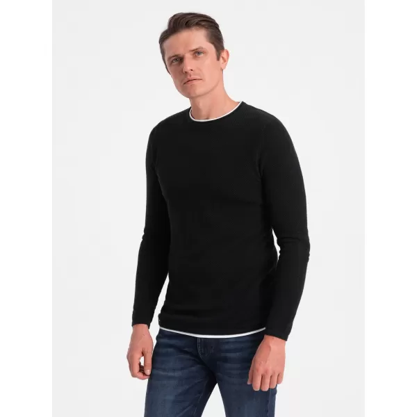  Férfi pulóver OMBRE OM-SWSW-0103 FEKETE 