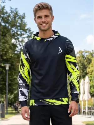 Férfi prémium funkcionális pulóver ALTISPORT VOJ/ALM039MI01 FEKETE ÉS SÁRGA
