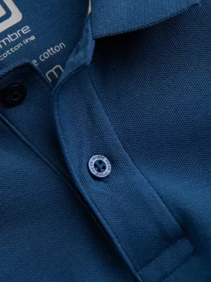 Mens t -phirt gallérral OMBRE S1374 SÖTÉTKÉK