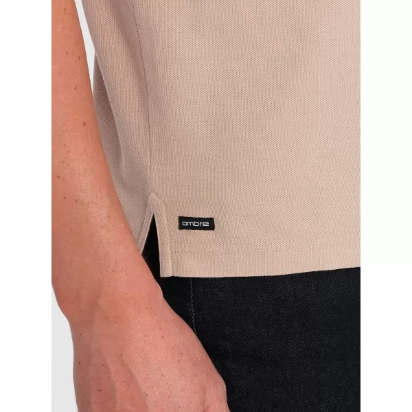  Mens t -phirt gallérral OMBRE OM-TSCT-0156 BÉZS 