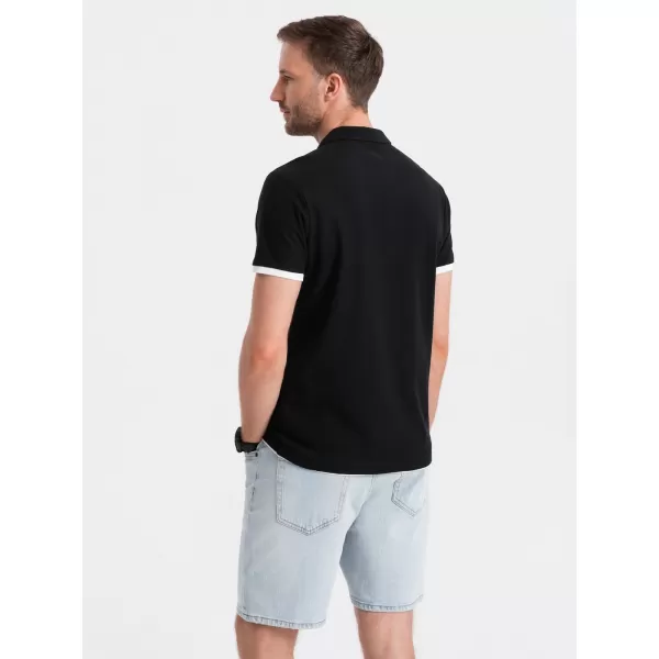  Mens t -phirt gallérral OMBRE OM-POSS-0113 FEKETE 