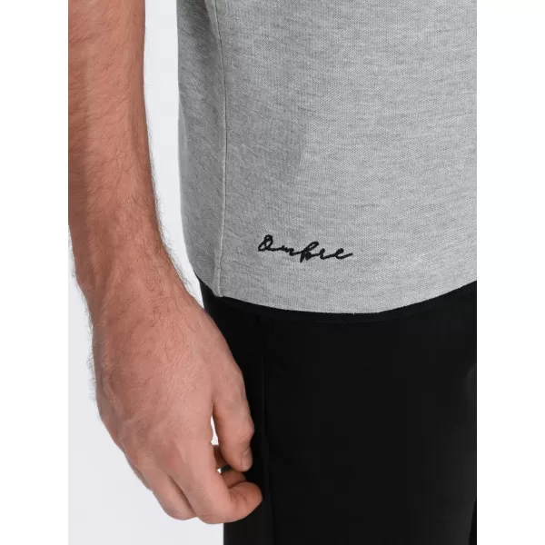  Mens t -phirt gallérral OMBRE OM-POSS-0113 SZÜRKE 