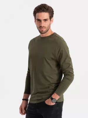 Férfi t -póló hosszú ujjú OMBRE OM-LSBL-0106 SÖTÉT OLAJBOGYÓ