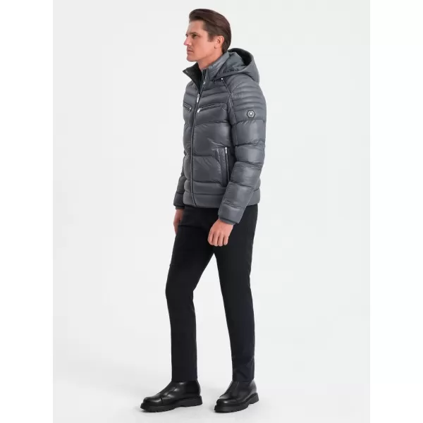  Férfi téli kabát OMBRE OM-JAHP-22FW-010 GRAFIT 
