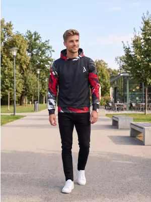 Férfi prémium funkcionális pulóver ALTISPORT VOJ/ALM039MI01 FEKETE ÉS PIROS