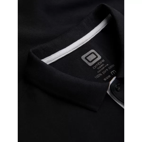  Mens t -phirt gallérral OMBRE OM-POSS-0113 FEKETE 