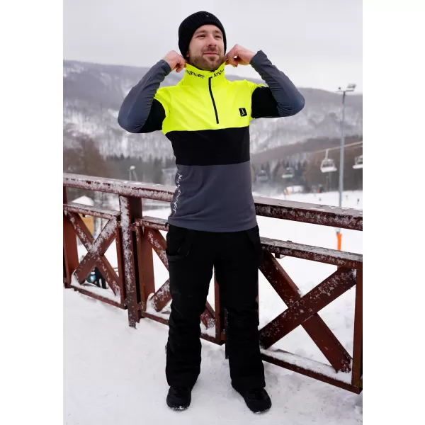  Férfi funkcionális Thermo pulóver prémium ALTISPORT VOJ/ALM051TER03 NEON SÁRGA/SZÜRKE 