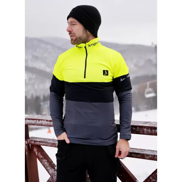  Férfi funkcionális Thermo pulóver prémium ALTISPORT VOJ/ALM051TER03 NEON SÁRGA/SZÜRKE 