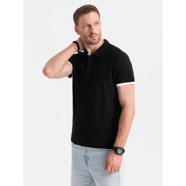  Mens t -phirt gallérral OMBRE OM-POSS-0113 FEKETE 