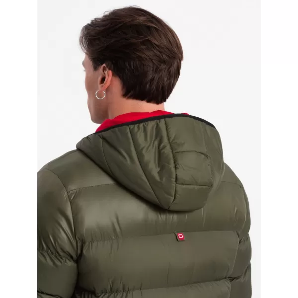  Férfi téli kabát OMBRE OM-JAHP-0145 SÖTÉT OLAJBOGYÓ ZÖLD 