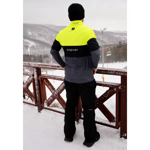  Férfi funkcionális Thermo pulóver prémium ALTISPORT VOJ/ALM051TER03 NEON SÁRGA/SZÜRKE 