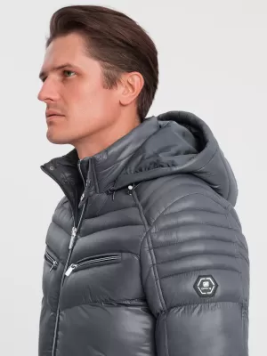 Férfi téli kabát OMBRE OM-JAHP-22FW-010 GRAFIT