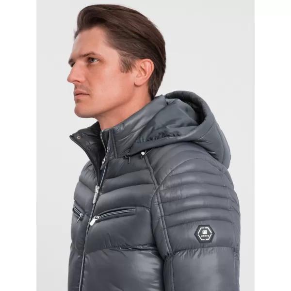  Férfi téli kabát OMBRE OM-JAHP-22FW-010 GRAFIT 