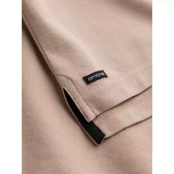  Mens t -phirt gallérral OMBRE OM-TSCT-0156 BÉZS 