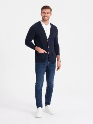 Férfi pulóver OMBRE OM-SWCD-0109 SÖTÉTKÉK