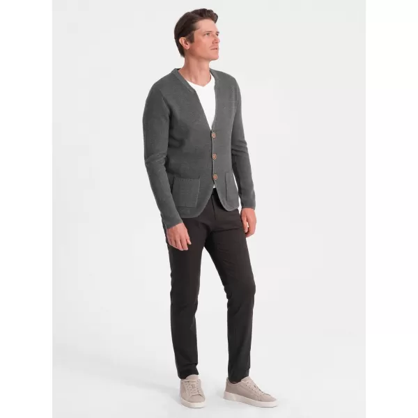  Férfi pulóver OMBRE OM-SWCD-0109 GRAFIT MELANGE 