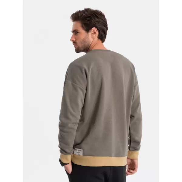  Férfi pulóver OMBRE OM-SSNZ-0130 KHAKI 