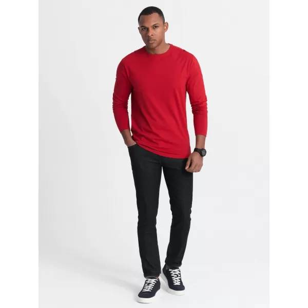  Férfi t -póló hosszú ujjú OMBRE OM-LSBL-0106 PIROS 