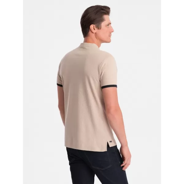  Mens t -phirt gallérral OMBRE OM-TSCT-0156 BÉZS 