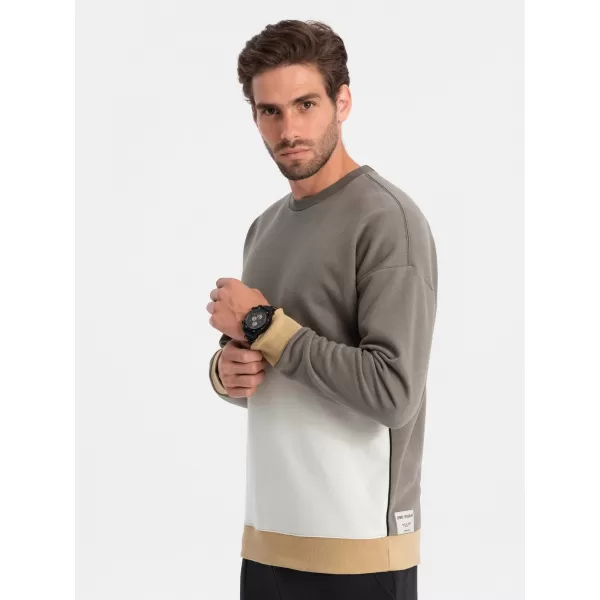  Férfi pulóver OMBRE OM-SSNZ-0130 KHAKI 