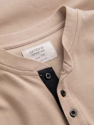 Mens t -phirt gallérral OMBRE OM-TSCT-0156 BÉZS