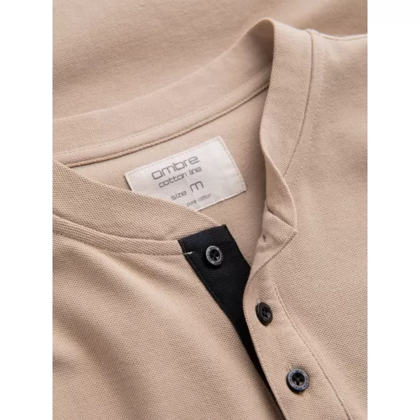  Mens t -phirt gallérral OMBRE OM-TSCT-0156 BÉZS 