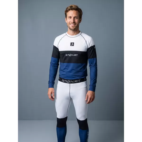  Férfi funkcionális termo t -phirt hosszú ujjú prémiummal ALTISPORT VOJ/ALM051TER01 FEHÉR -BLUE 