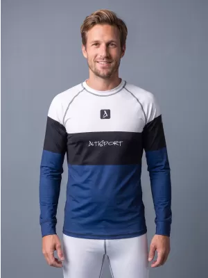 Férfi funkcionális termo t -phirt hosszú ujjú prémiummal ALTISPORT VOJ/ALM051TER01 FEHÉR -BLUE