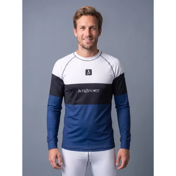  Férfi funkcionális termo t -phirt hosszú ujjú prémiummal ALTISPORT VOJ/ALM051TER01 FEHÉR -BLUE 