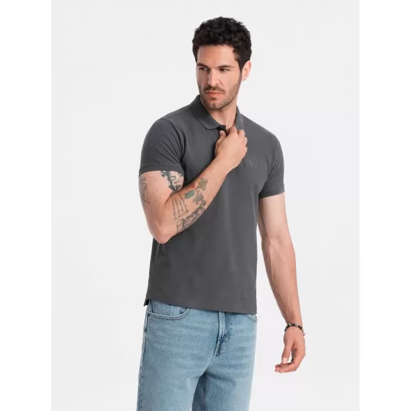  Mens t -phirt gallérral OMBRE OM-POBS-0100 GRAFIT 