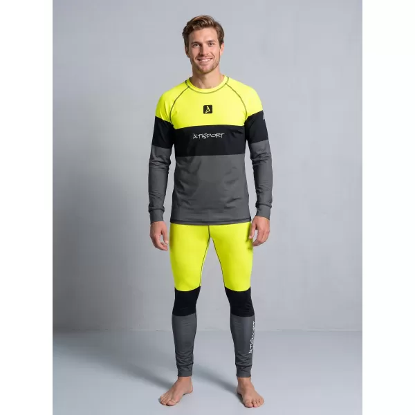  Férfi funkcionális termo t -phirt hosszú ujjú prémiummal ALTISPORT VOJ/ALM051TER01 NEON SÁRGA/SZÜRKE 