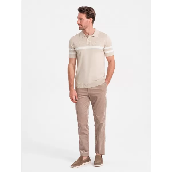  Mens t -phirt gallérral OMBRE OM-POSS-0118 BÉZS 