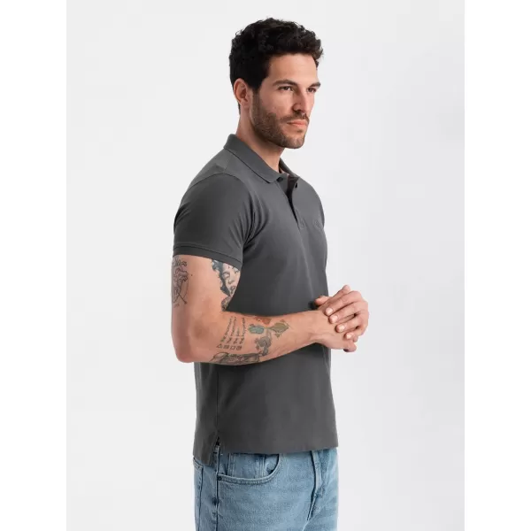  Mens t -phirt gallérral OMBRE OM-POBS-0100 GRAFIT 