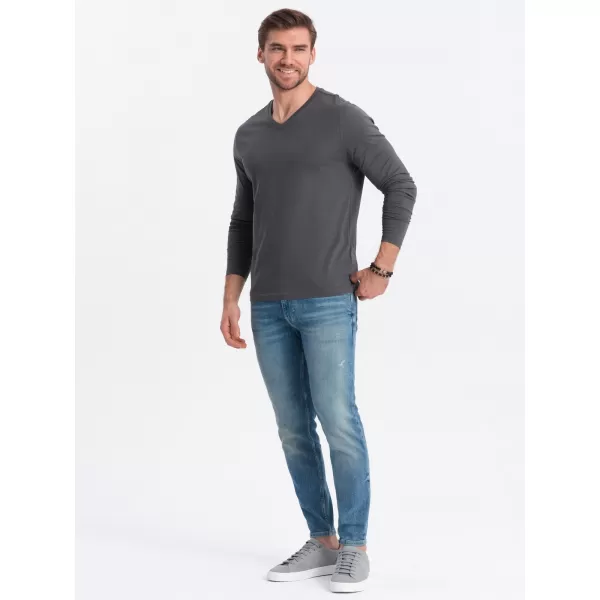  Férfi t -póló hosszú ujjú OMBRE OM-LSBL-0108 GRAFIT 