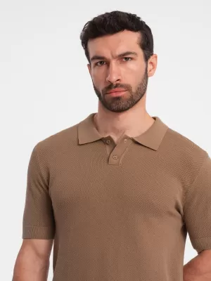 Mens t -phirt gallérral OMBRE OM-POSS-0117 VILÁGOSBARNA