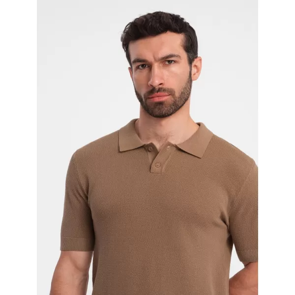  Mens t -phirt gallérral OMBRE OM-POSS-0117 VILÁGOSBARNA 