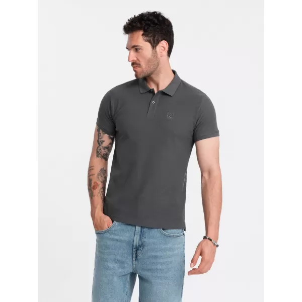  Mens t -phirt gallérral OMBRE OM-POBS-0100 GRAFIT 