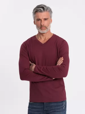 Férfi t -póló hosszú ujjú OMBRE OM-LSBL-0108 GESZTENYEBARNA