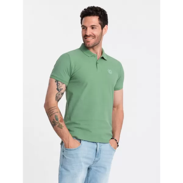  Mens t -phirt gallérral OMBRE OM-POBS-0100 ZÖLD 
