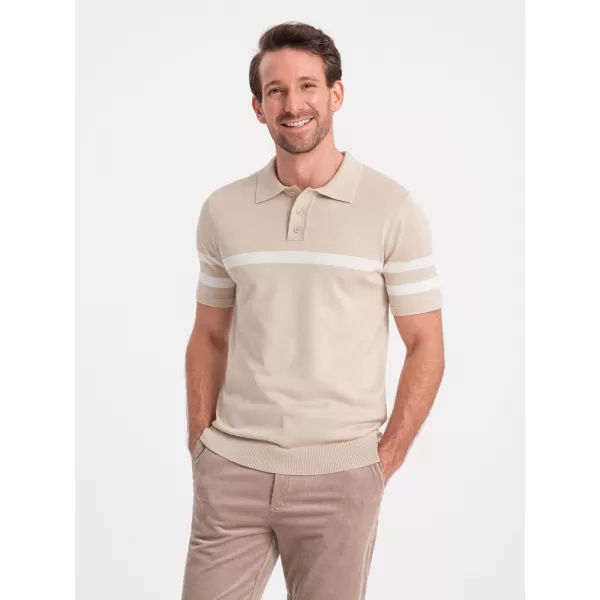  Mens t -phirt gallérral OMBRE OM-POSS-0118 BÉZS 