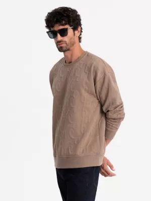 Férfi pulóver OMBRE OM-SSNZ-0164 BARNA