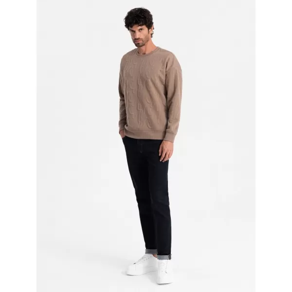  Férfi pulóver OMBRE OM-SSNZ-0164 BARNA 
