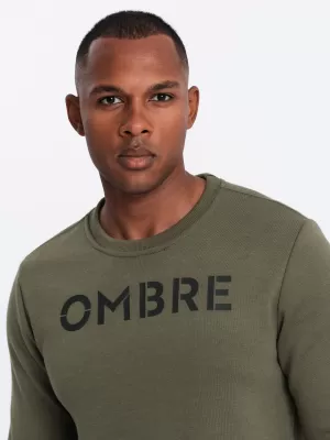 Férfi pulóver OMBRE OM-SSPS-0181 SÖTÉT OLAJBOGYÓ