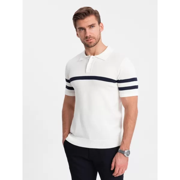  Mens t -phirt gallérral OMBRE OM-POSS-0118 FEHÉR 