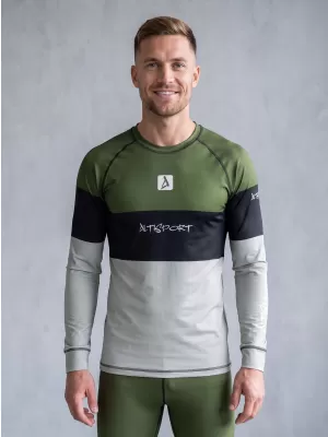 Férfi funkcionális termo t -phirt hosszú ujjú prémiummal ALTISPORT VOJ/ALM051TER01 KHAKI