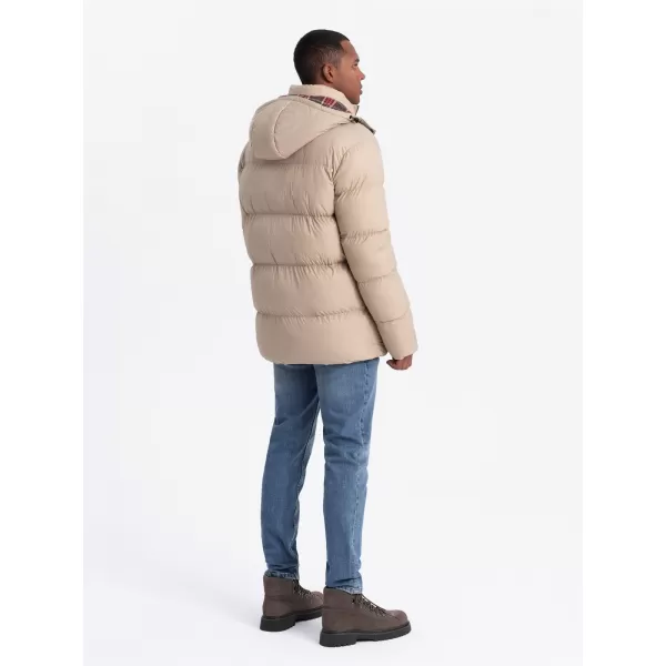  Férfi téli kabát OMBRE OM-JAHP-0205 BÉZS 