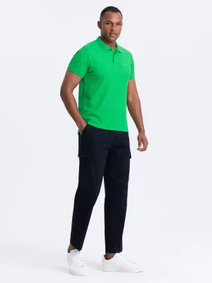 Mens t -phirt gallérral OMBRE OM-POBS-0100 NEONZÖLD